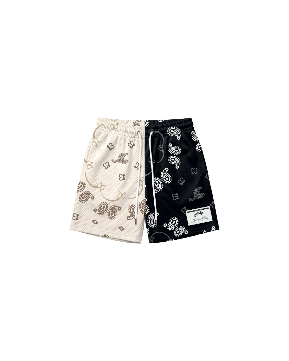 Krem siyah paisley file şort