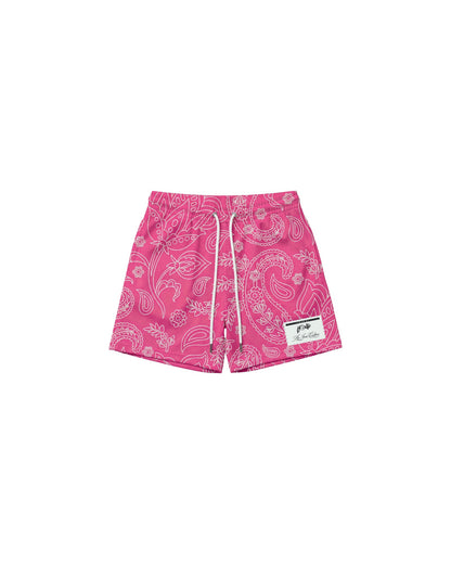 Pembe paisley file şort